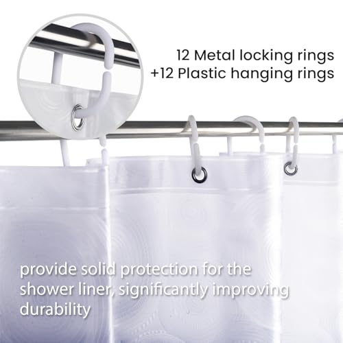 Image of LiBa Shower Curtain Liner PEVA Waterproof, 72x72 Oceanic with 12 Rings | PEVA shower liner, 3 weighted magnets, rust-proof grommets,12 plastic rings, shower curtain set