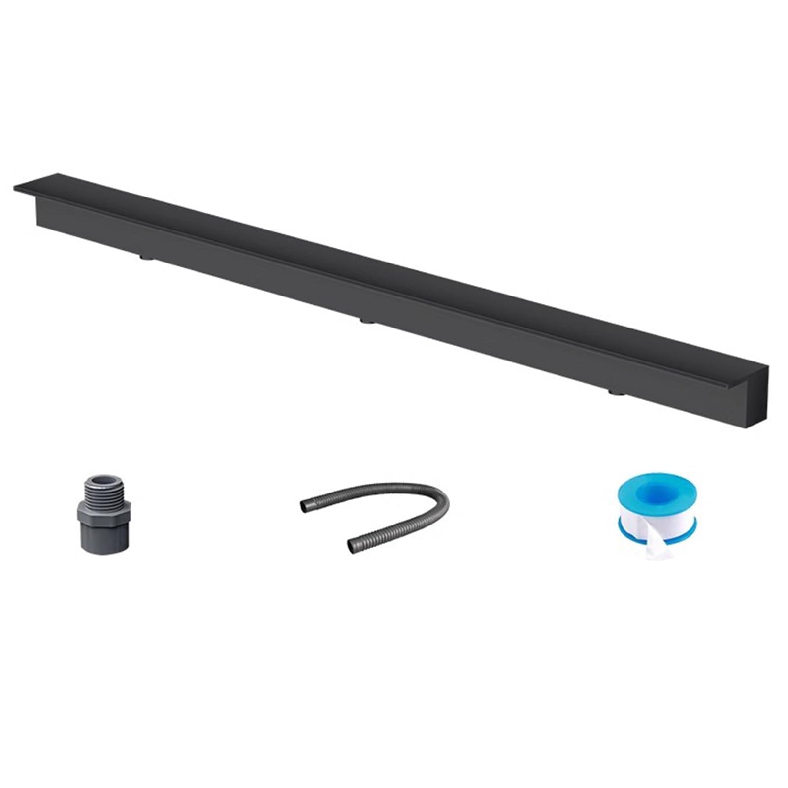 Heavy Duty Stainless Steel Waterfall Spillway for Garden Pond, Pool & Patio - Durable Fountain Water Spray Accessory, Embedded Mounting, Black Finish, 78.7in Outlet