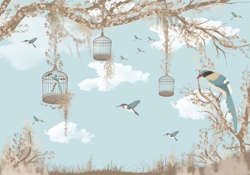 Papier peint panoramique bande dessinée dans les bois enfant