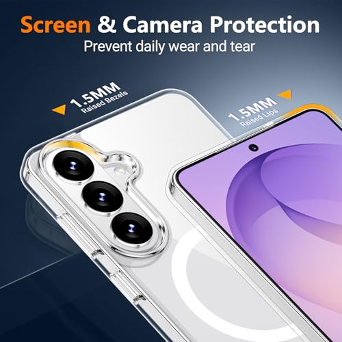 Image of SPIDERCASE Magnetic for Samsung Galaxy S26 Case, [3 Stand Ways][ Military Grade Drop Protection] with Invisible Stand Shockproof Slim Case for Samsung Galaxy S26 6.3 inch, Clear
