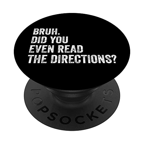 Bruh Did You Even Read The Directions Retro Funny Sayings PopSockets PopGrip Intercambiable