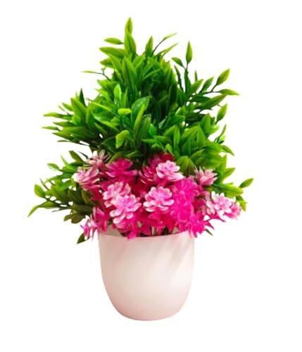 Image of Dekorly Artificial Potted Plants, Artificial Plastic Eucalyptus Plants Small Indoor Potted Houseplants, Small Faux Plants for Home Decor Bathroom Office Farmhouse (White-Roundpot)