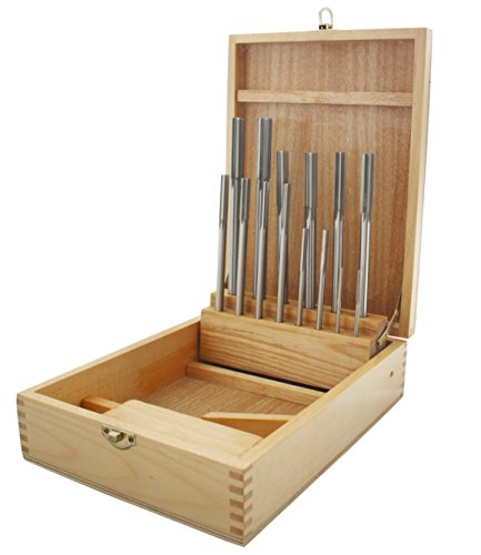 Accusize Industrial Tools 14 Pc Over and Under Size H.S.S. Chucking Reamer Set, 0.1240\'\' Thru 0.5010\'\', in Fitted Case, 5500-SX00