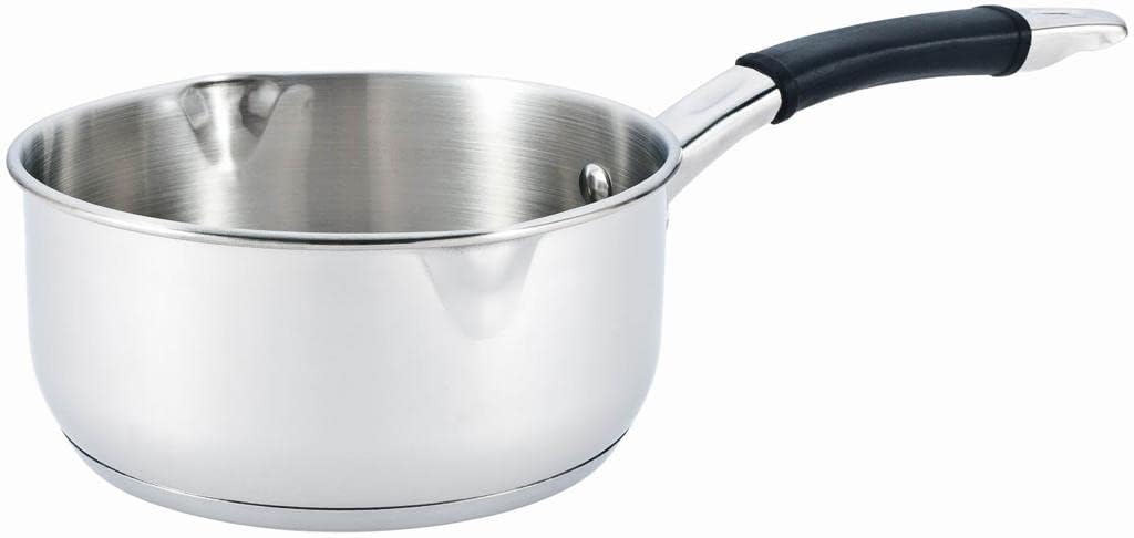 Royal Cuisine Stainless Steel Milk/Tea Storage pan Egg/Water Boiling Pot with 2 Pouring Lips Induction hob Soup Warming Sauce pan 20cm