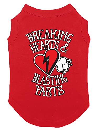 Tcombo Breaking Hearts & Blastings Farts Dog Shirt (Red, 2X-Large)