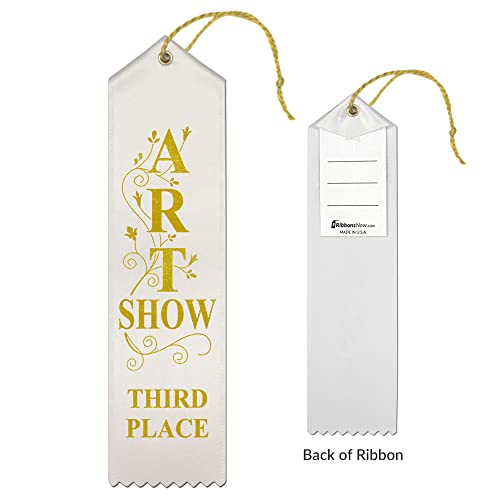 RibbonsNow Art Show Award Ribbons 1st - 2nd - 3rd Place, 75 Total Ribbons - 25 Each Place with Card & String
