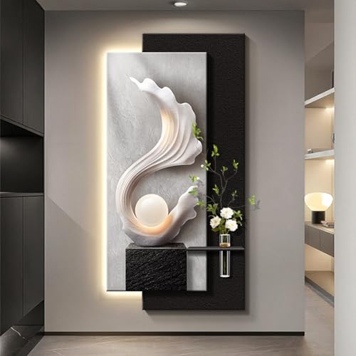 Décoration murale 3D en grès élégante avec éclairage LED art moderne