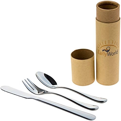 Toddler Silverware Utensil Set: Safe Stainless Steel, 3-Piece, Easy to Grasp, Perfect First Size by EarlyWorld