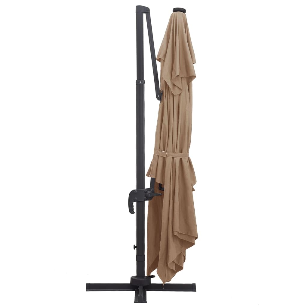 Homgoday Sombrilla voladiza jardín Luces LED Poste Aluminio Taupe 4x3 m Sombrilla de Jardín,Protección UV Sombrilla Jardín Grande Orientable Jardín Parasol Balcón