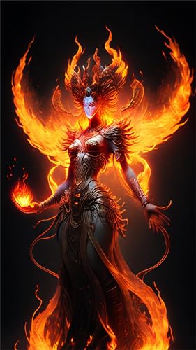 Art du Diamant Déesse du Feu, Broderie Cristal Haut de Gamme 40x70cm Mosaïque Adulte