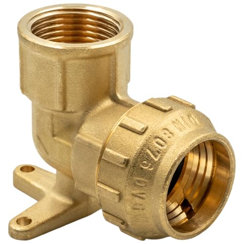 Racor de compresión con junta tórica – Ángulo de pared 90° 32 mm x 1 (pulgadas) rosca hembra – para tubo de PE – Latón – Agua potable según DVGW, apto para calefacción