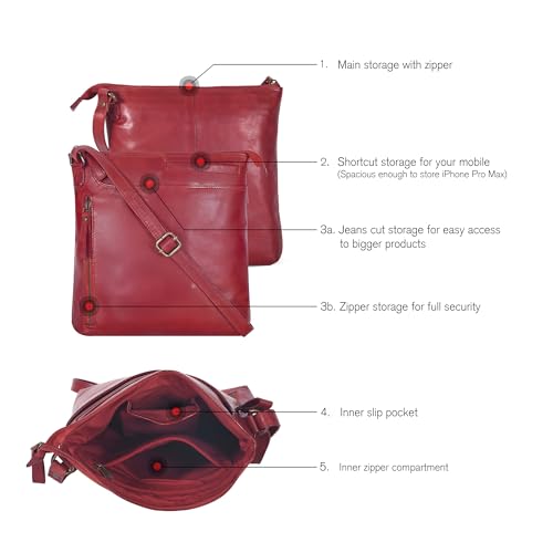 Image of Leather Crossbody Bags for Women - Ladies Sling Handbags - Medium Cross body Purses Handbags - Purses For Women