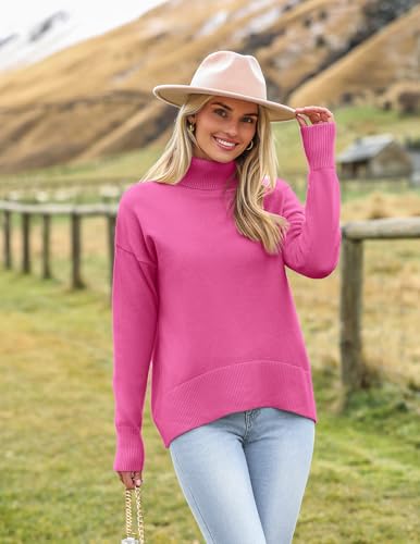 Image of Zeagoo Women's Turtleneck Sweater 2026 Fall Winter Chunky Knitted Pullover | High Low Hem Trendy Basic Jumper Top, Long Sleeve Casual Knit Pullover 2026, Fall Fashion Outfits, Winter Clothing for Women