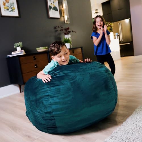 Image of Big Joe Fuf 3.5Ft Foam Bean Bag Chair for Kids, Teens, Mediterranean Plush Polyester, 3.5 Foot Large Ultra-Soft Seat for Gaming, Bedroom, Reading Nook | Premium Shredded Foam Filled, Plush, Safe for Kids Ages 3 and Up, Supports Up to 200 lbs