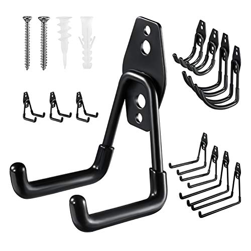 Garage Hooks Heavy Duty,12-Pack Utility Steel Garage Storage Hooks,Wall Mount Garage Hanger & Organizer for Organizing Power Tools, Ladders, Bulk Items, Bikes, Ropes etc
