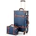 CO-Z Premium Vintage Luggage Sets 24" Trolley Suitcase and 12" Hand Bag Set with TSA Locks (Pink + Beige) (12" +24" Blue)