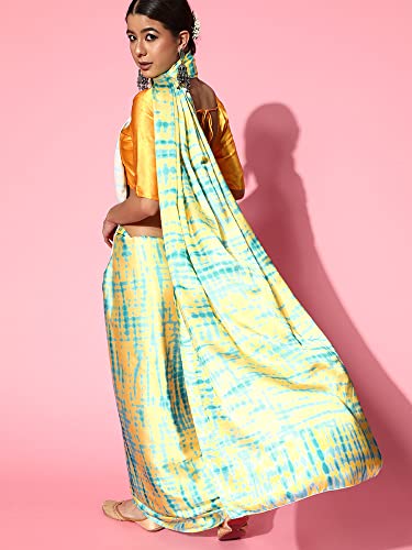 Image of AKHILAM Women's Crepe Printed Saree With Unstitched Blouse Piece (LIHAZ10 Parent)