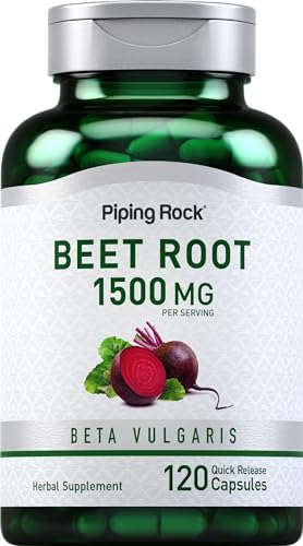 Piping Rock Beet Root Capsules | 1500 mg | 120 Pills | Herbal Extract Supplement for Men and Women | Beta Vulgaris | Non-GMO, Gluten Free