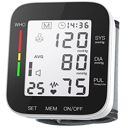 Blood Pressure Monitor Automatic Large LCD Display Adjustable Wrist Cuff Automatic Dual 99 Reading Memory Automatic Digital BP Machine for Home Use
