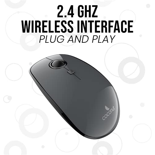 Image of Coconut WKM14 Classic Wireless Keyboard and Mouse Combo for Windows, 2.4Ghz Wireless Range 6-10M, Full-Sized Retro Keyboard, 4 Button Adjustable DPI 1000 Mouse, PC /Laptop