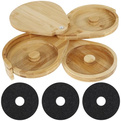 Margarita Salt Rimmer, 3-Tier Bamboo Margarita Kit with Sponge, Versatile Bar Salt and Sugar Margarita Sugar Rimmer, Bar Juice Cocktail Seasoning Box, Bartender Accessories for Cocktails