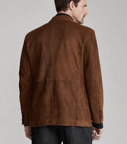 VENNYNG Men's Faux Suede Blazer Single Breasted Motorcycle Style Jacket 3 Buttons Sport Coat Classic3