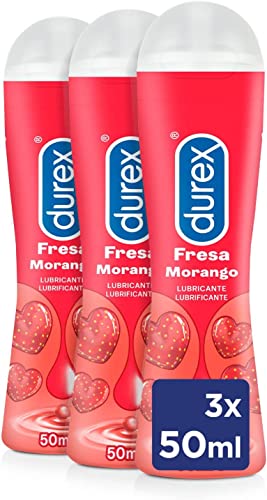 Durex Lubricante Sabor y Aroma Fresa de Base Agua - 3x50ml