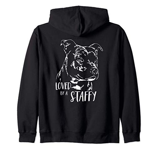 Funny Proud Staffordshire Bull Terrier loved by a staffy dog Zip Hoodie, Black