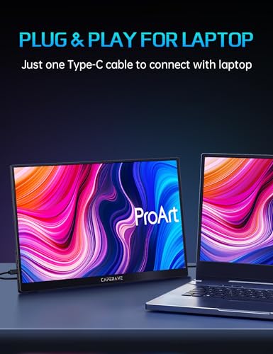 Image of CAPERAVE 17.3 inch Portable Monitor 4K, 500 Nits 3840 * 2160p 100% Adobe RGB Travel Monitor with Bulit-in Kickstand & Speakers, Portable Computer Monitor, External Monitors for Laptop PC Xbox Switch PS4 /5