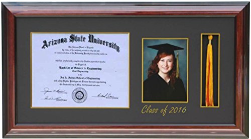 3Art 8.5X11 H-Diploma, With Tassel And 5X7 Picture Frame. Mahogany/Black (Customizable) #TOP7