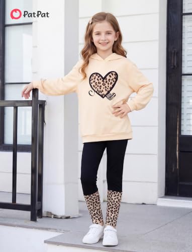 Image of PATPAT Girls 2 Piece Outfits Long Sleeve Hoodie and Leggings Clothing Set Outfits for Girls 4-12Y Fall /Winter Outfits