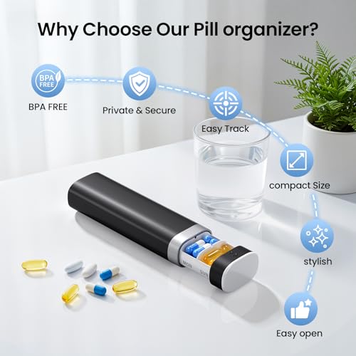 Betife Travel Pill Organizer Weekly 7 Day, Compact Daily Pill Box, Portable Medicine Case, Cute Pill Holder for Vitamins Supplements, Drawer-Shaped Pills Organizer (Black) - Image 5