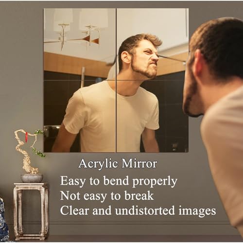 EONAZE 4 Pieces Mirror Tiles Self Adhesive Mirror Stickers 30x30cm (2mm Thick) Full Length Stick on Mirrors for Walls, Wardrobe Doors, Bathroom, Bedroom - Cosy Home Interiors EONAZE 4 Pieces Mirror Tiles Self Adhesive Mirror Stickers 30x30cm (2mm Thick) Full Length Stick on Mirrors for Walls, Wardrobe Doors, Bathroom, Bedroom - Image 3