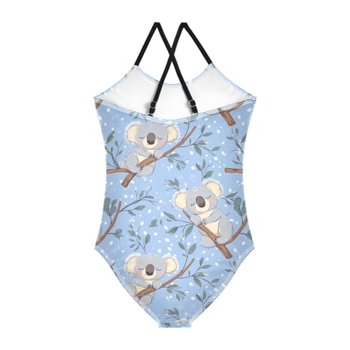 Cute Koala on Branch Girls Swimsuit One Piece Bathing Suit for Baby Girls' Swimwear 3-10T2