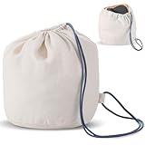 Dansydaisy 1 Pcs Travel Cotton Case Bag Sleeve Drawstring Pouch for Travel Pillow, Travel Neck Pillow Bag with Drawstring Travel Pillow Case Cover for Airplanes Trips Camping Storage