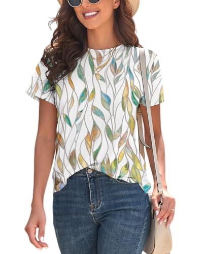 Image of KevaMolly Basic T Shirts for Women UPF 50+ Short Sleeve Casual Summer Tops Trendy Solid Loose Fit Crew Neck Tees Tshirt