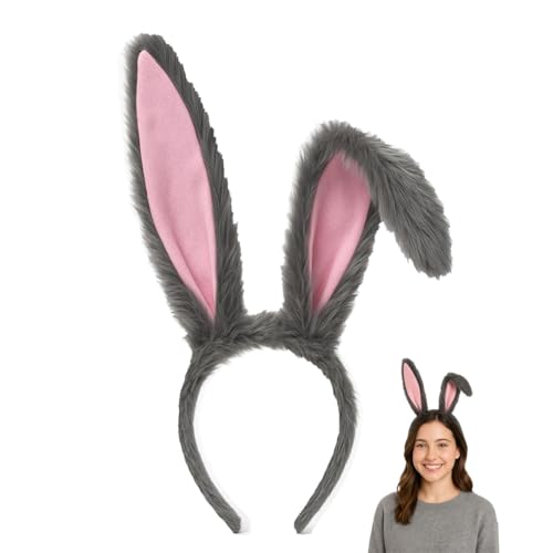 かぶりもの ウサギ カチューシャ かわいい うさぎ ヘッドバンド ロング耳 帽子 兎 被り物 コスプレ 誕生日 パーティー ハロウィン クリスマス 仮装 コスチュームアクセサリー (グレー)