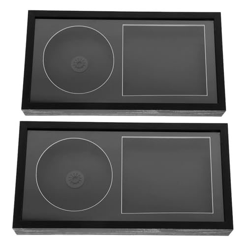 Veemoon Cornice da parete per album di dischi, 2 pezzi - Espositore per CD nero - Design a doppia scanalatura - Copertura in acrilico per CD autografati e collezioni di compact disc firmati