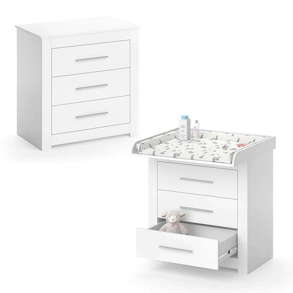Vicco Fasciatoio Miro, Bianco, 86.6 x 86.5 cm | convertibile in cassettiera grazie al fasciatoio rimovibile