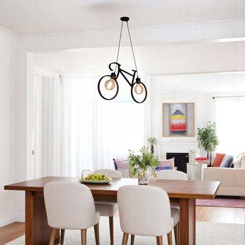 Image of GreyWings Bicycle Shape Hanging Pendant Light for Ceiling, Black Metal, Antique Modern Decor, E-27 Holder (Bulb is not Included) Big Pack of 2
