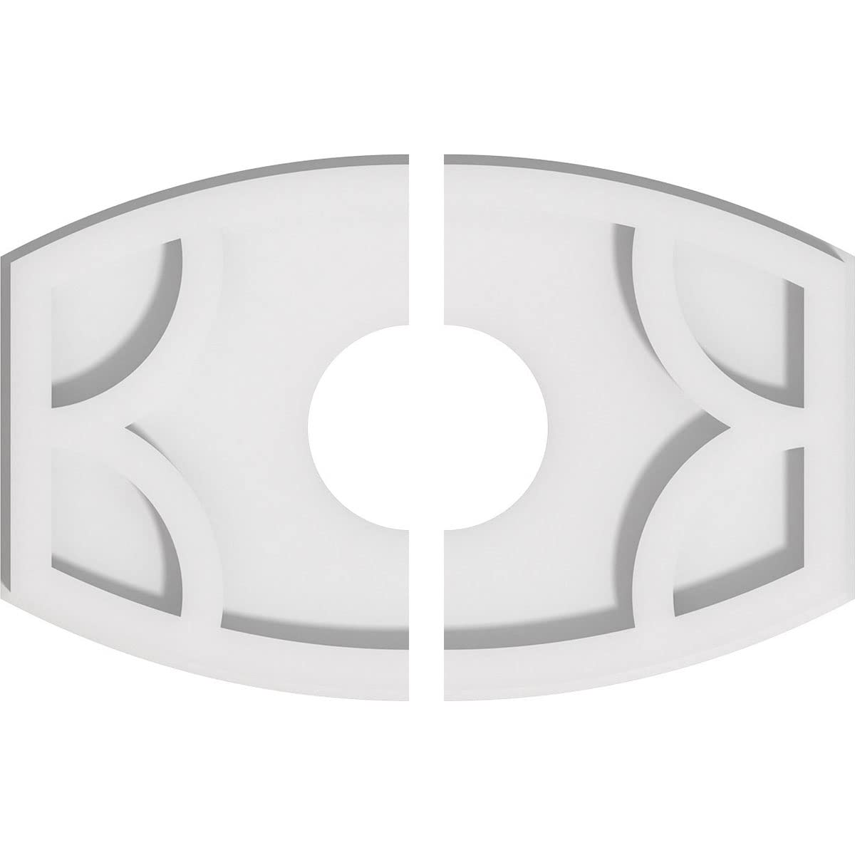 Ekena Millwork CMP12X8KY2-03000 Kailey Architectural Grade PVC Contemporary, Two Piece Urethane Ceiling Medallions 12"W x 8"H x 3"ID x 6 1/2"C x 1"P