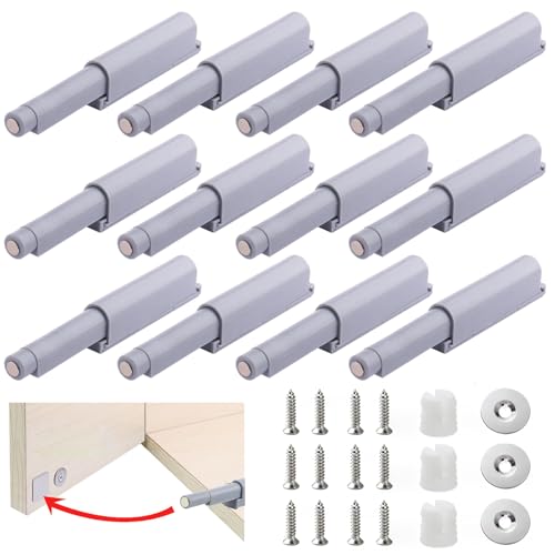 Drucktüröffner Push to Open Türöffner 12 Stück Schrank türöffner Tip On Kunststoff Druckschnapper Magnet Drucktüröffner Schrank Push to Open Schranktür Dämpfer für Türen Beschlag Möbel