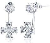 Infinite U Earring Jackets Four-leaf Clover 925 Sterling Silver Cubic Zirconia Studs Earrings Drop Dangle, more than 2 Wearing Ways