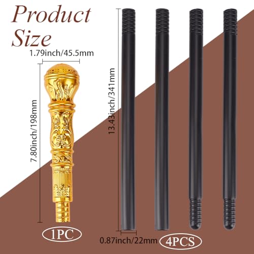 Image of GORGECRAFT Antique Victorian Cane Vintage Walking Stick 145cm Long Costume Cane Plastic Punk Prop Pretend Play Scepter with Golden Round Top Knob Cosplay Prop for Halloween Adults