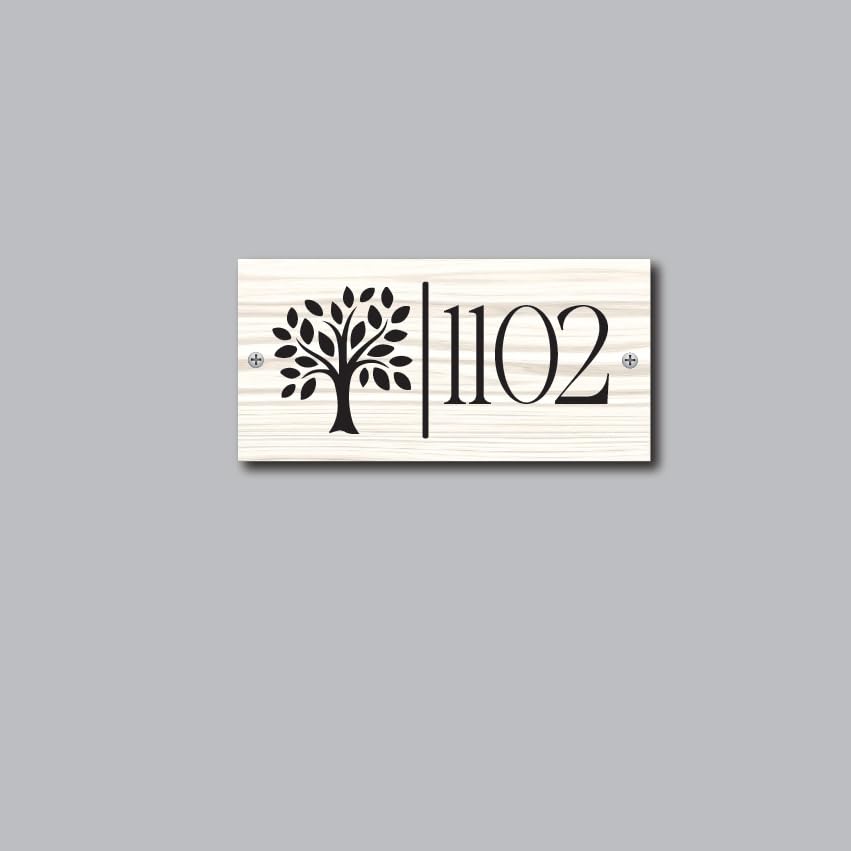 Tree Design Door Label For Home Entrance | Apartment Flat Number Plate | Villa Customized Name plate Size 8 x 4 In-image-5