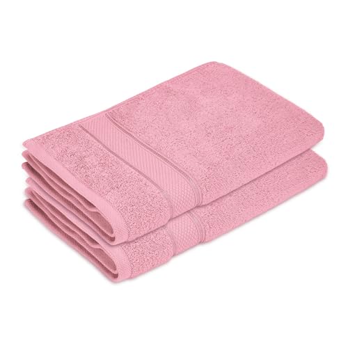 Image of BOUTIQUE LIVING Luxe Loom 100% Cotton 550 GSM Light Pink Hand Towels - Pack of 2