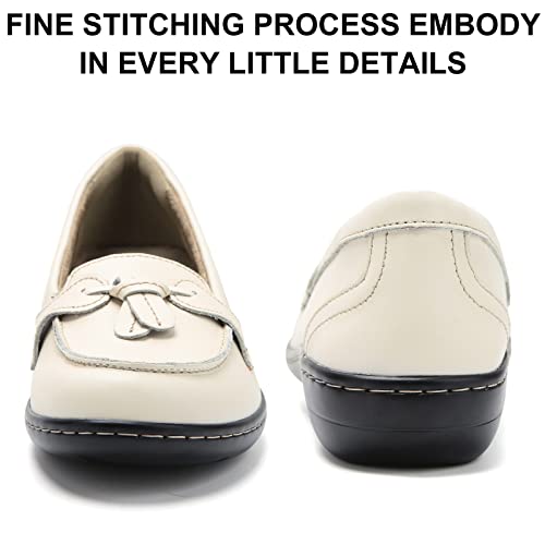 Image of Maichal Loafers for Women Slip On Comfort Leather Tassel Dress Shoes