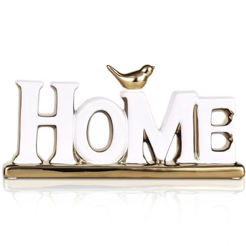 Decoración Escultura Love y Home en Cerámica Blanca