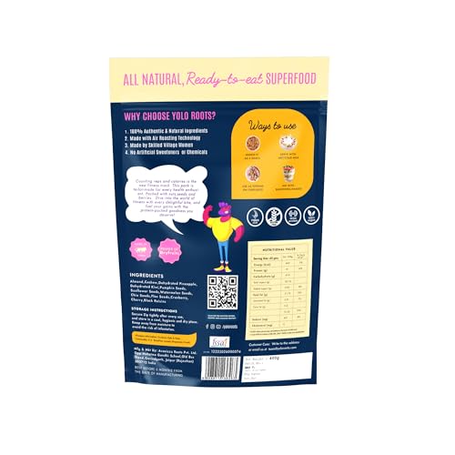 Image of Yolo Roots Trail Mix | Roasted 12-in-1 Dry Fruit & Nut Mix with Almonds, Cashews, Cranberries Pumpkin,Chia & Sunflower Seeds | High Protein & Fibre | No Added Sugar | Healthy Anytime Snack