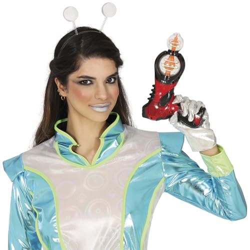 FIESTAS GUIRCA | Pistola Espacial de Juguete (25 cm) - Arma de Fuego para Disfraz de Superhéroes y Villanos - Ideal para Fiestas de Disfraces y Carnaval - Todos los Usuarios - Negro y Rojo